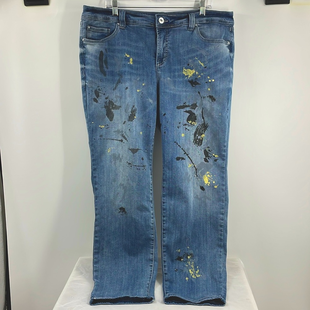 INC Distressed Paint Splatter Boyfriend Jeans Size 20W